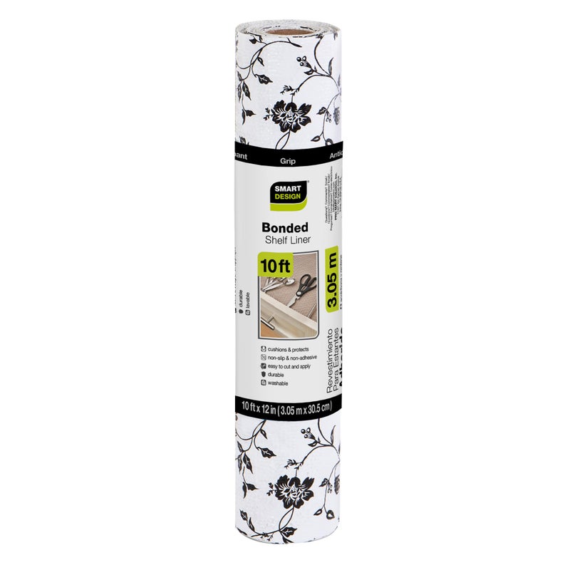 Smart Design Bonded Grip Shelf Liner - 12 Inch x 10 Feet - Non Adhesive, Strong Grip Bottom, Easy Clean Kitchen Drawer, Cabinet, Cupboard Dresser Protector Cover, Non Slip Rubber Mat - Wisteria Black - Image 2